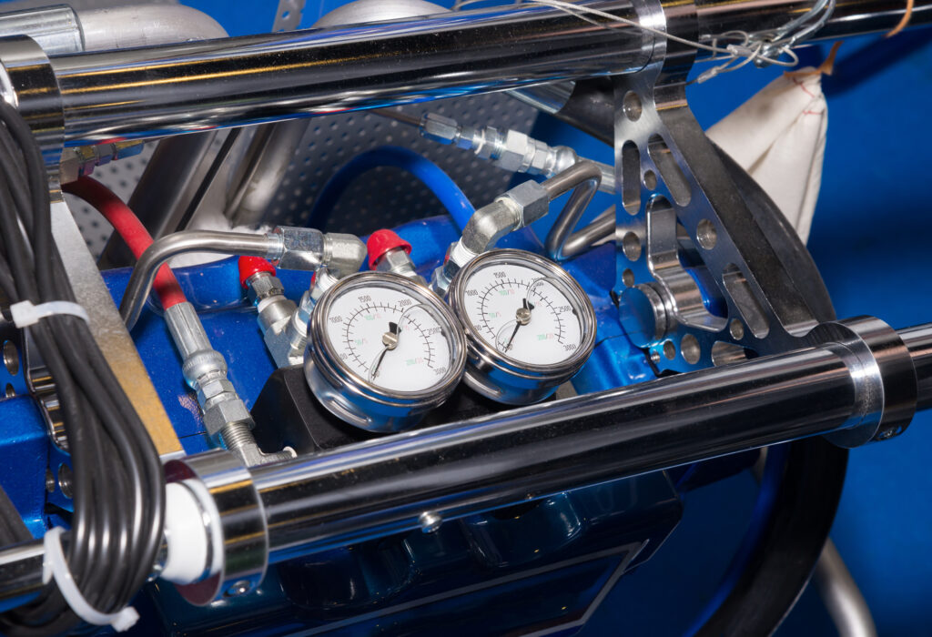 Blue air compressor gauges 